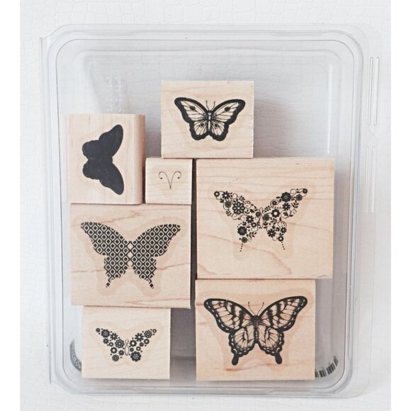 7 Vintage Rubber Stamps  Stampin Up Butterfly - Picture 1 of 2